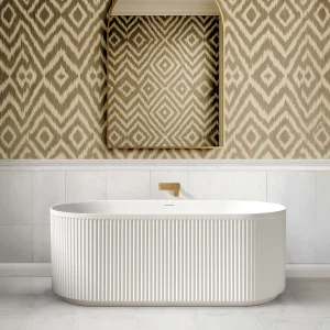Attica Havana 1500 Matte White Fluted Bath with Overflow