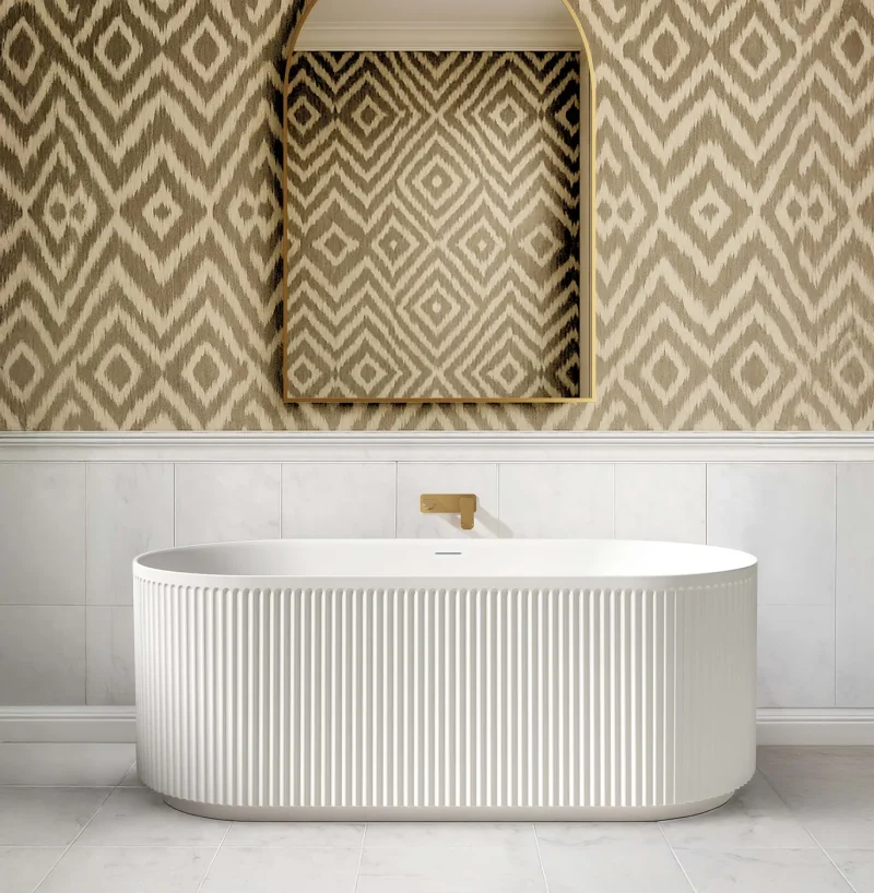 Attica Havana 1500 Matte White Fluted Bath with Overflow