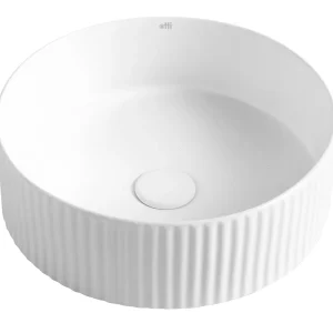 Marlo Round 400x400x125 Matte White Fluted Basin